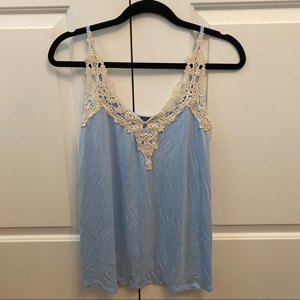 Venus Blue Tank Top With Crochet Detail